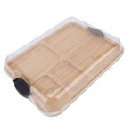 Charcuterie Board with Clear Lid 5 Sections Wooden Cheese Board for Serving Picnics