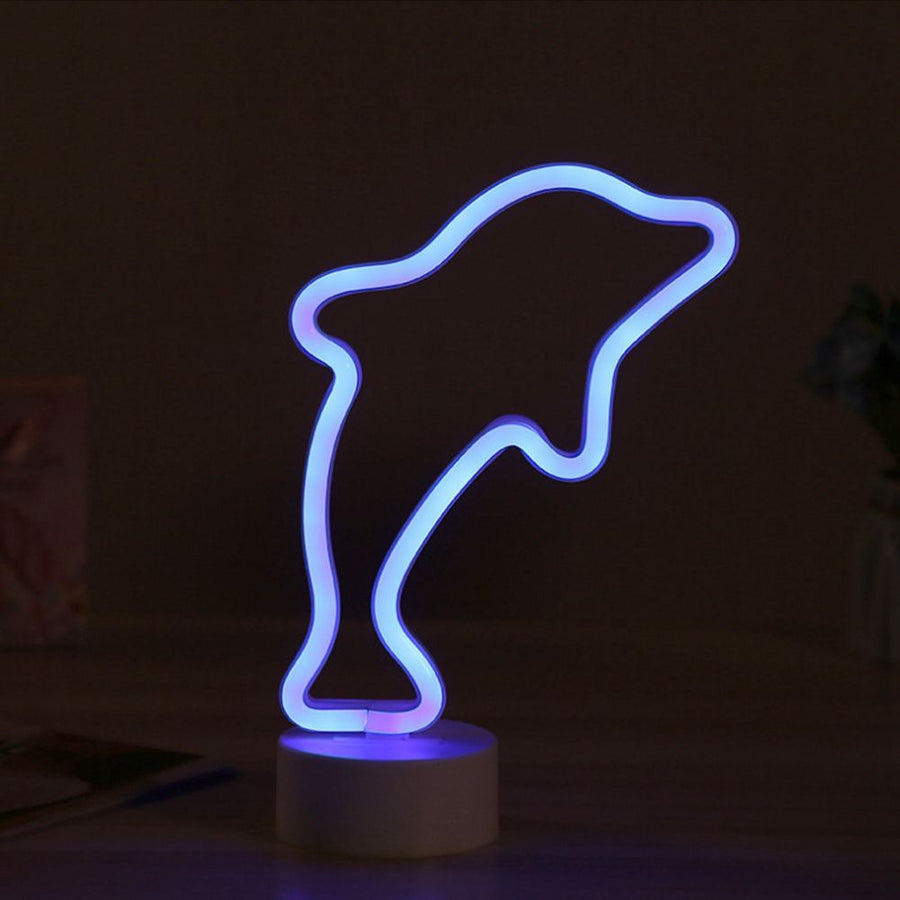 Dolphin Shaped LED Neon Light Waterproof Small Night Light Lamp for Room Decor