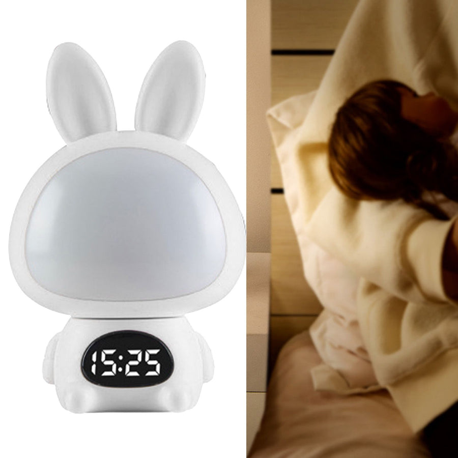 Cartoon Cute LED Night Light Remote Control Plug in Wall Night Light Eye Protection Sleep Bedroom Bedside Table Lamp for Infant Feeding White Rabbit Monochrome Style