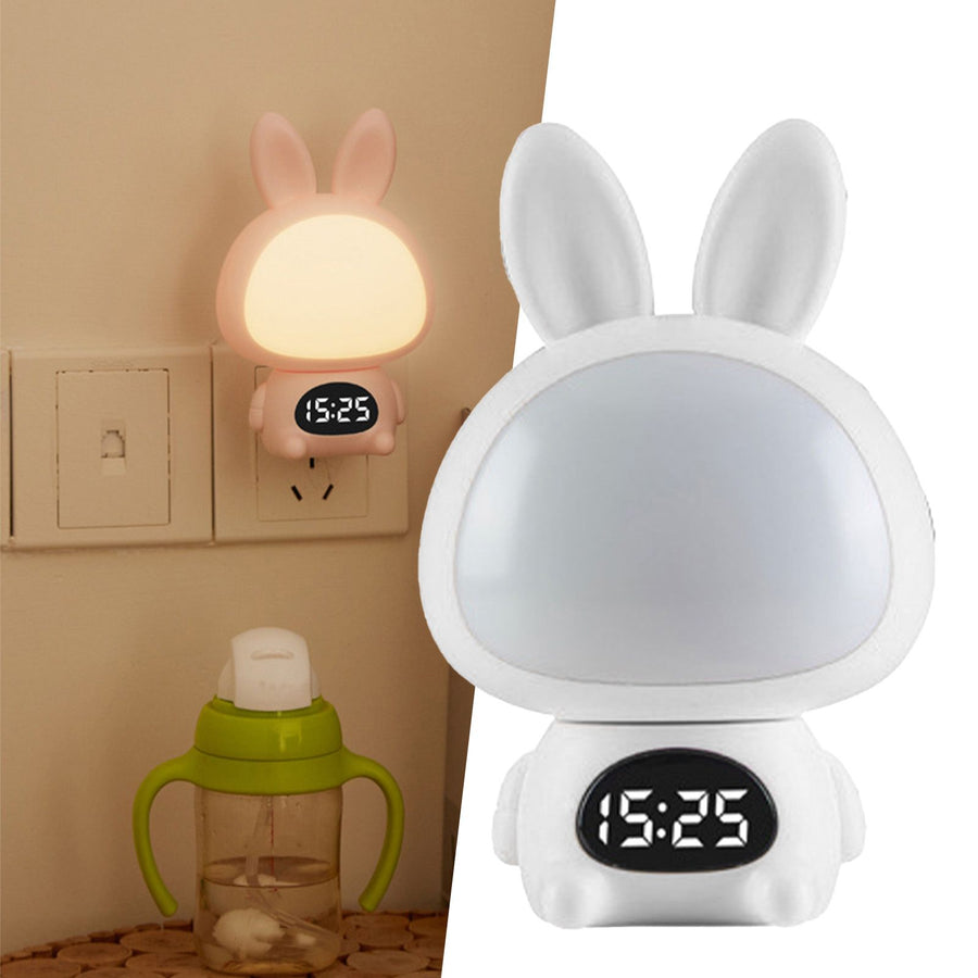 Cartoon Cute LED Night Light Remote Control Plug in Wall Night Light Eye Protection Sleep Bedroom Bedside Table Lamp for Infant Feeding White Rabbit Monochrome Style