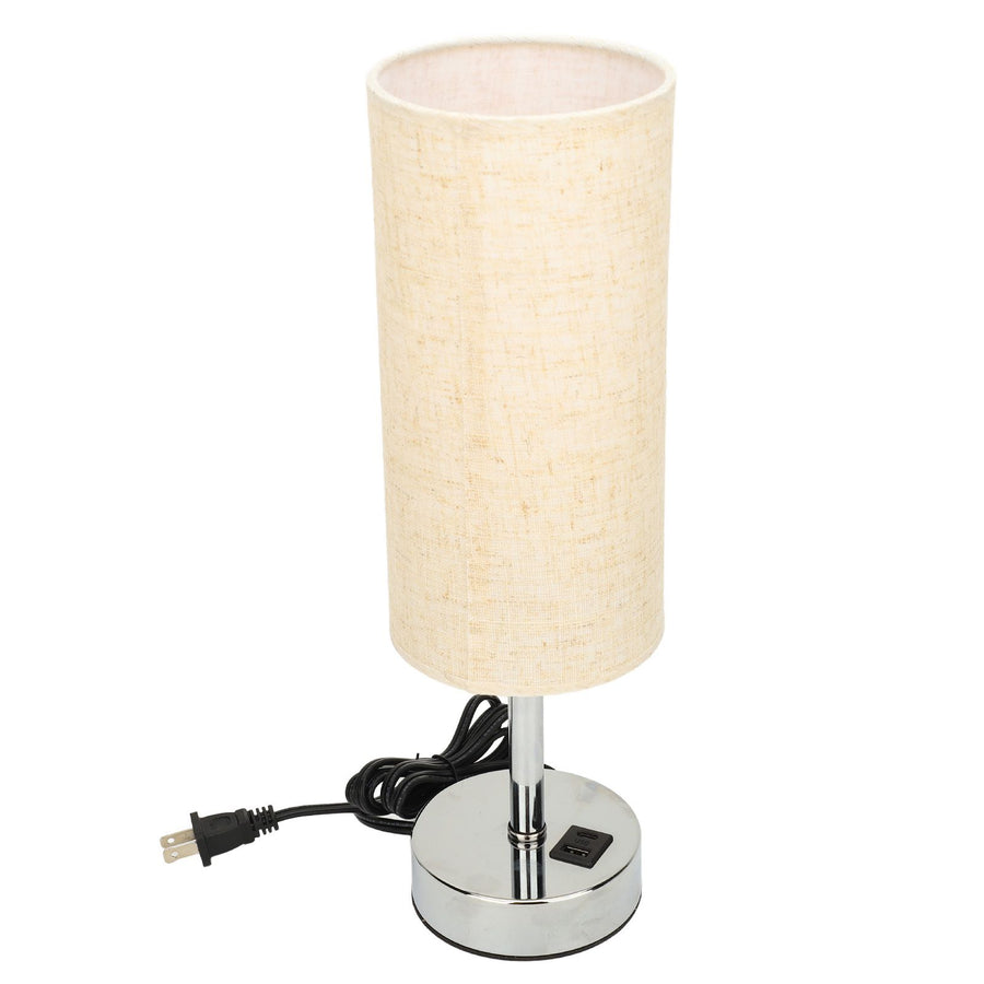 Bedside Touch Lamp Modern Stylish Linen Fabric Shade 3 Speeds Touch Dimming Nightstand Lamp
