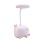 LED Desk Lamp High Brightness Adjustable Rechargeable Bedside Table Night Light for Bedroom Pink Rabbit