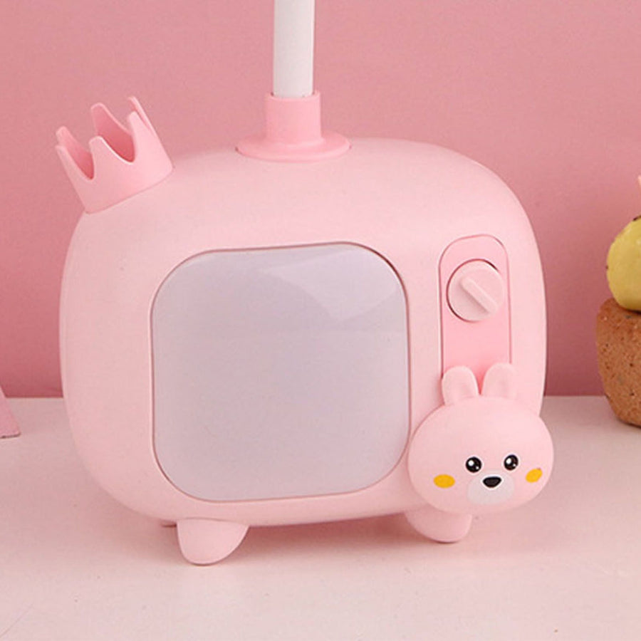 LED Desk Lamp High Brightness Adjustable Rechargeable Bedside Table Night Light for Bedroom Pink Rabbit