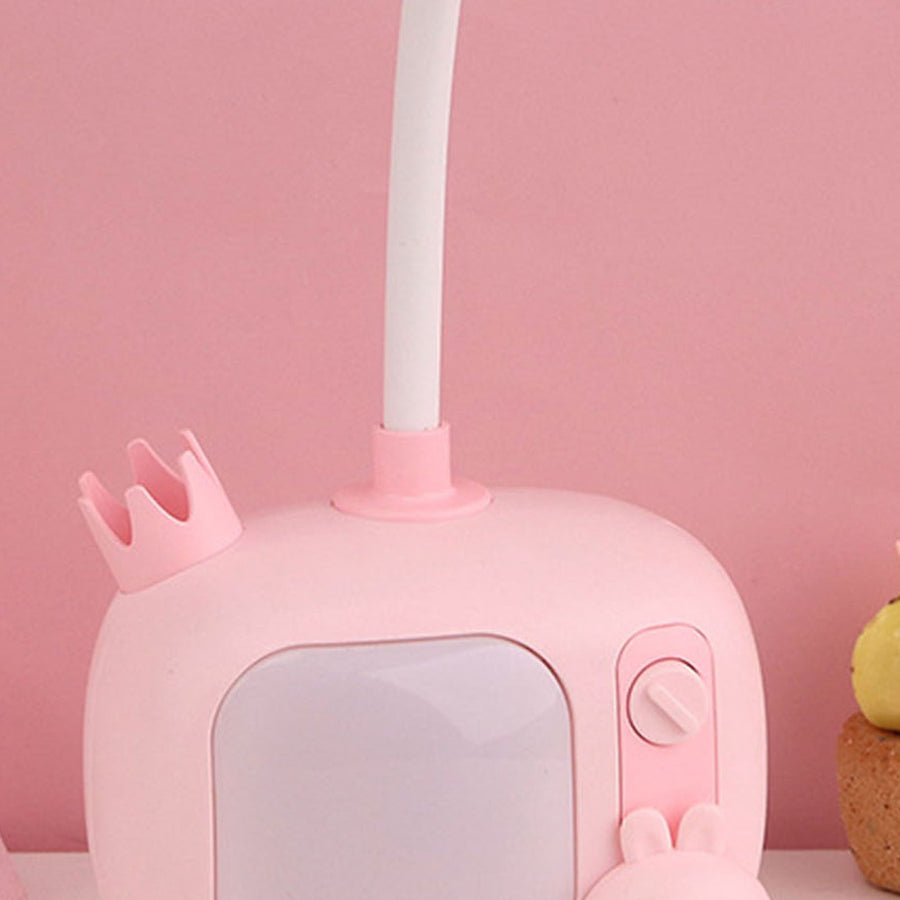 LED Desk Lamp High Brightness Adjustable Rechargeable Bedside Table Night Light for Bedroom Pink Rabbit