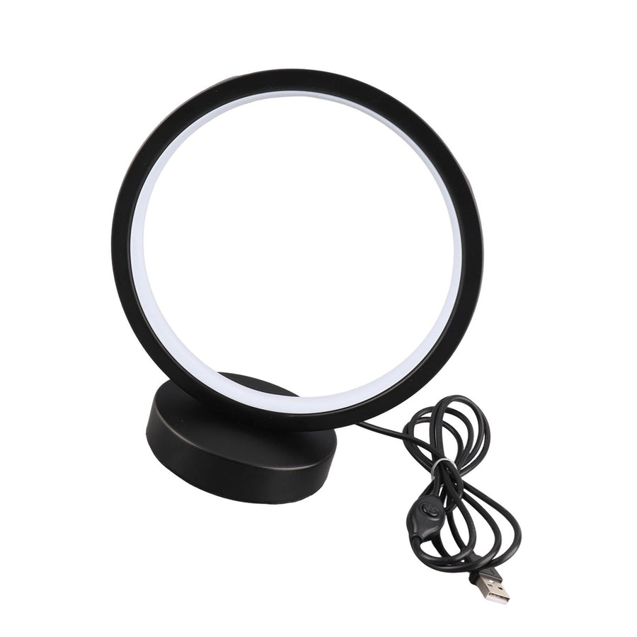 Circle Table Lamp Bedside Decorative Lamp Innovative LED Night Light Energy Saving Eye Care Sleep Light for Bedroom Remote Dimming and Timing Black
