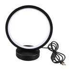 Circle Table Lamp Bedside Decorative Lamp Innovative LED Night Light Energy Saving Eye Care Sleep Light for Bedroom Remote Dimming and Timing Black