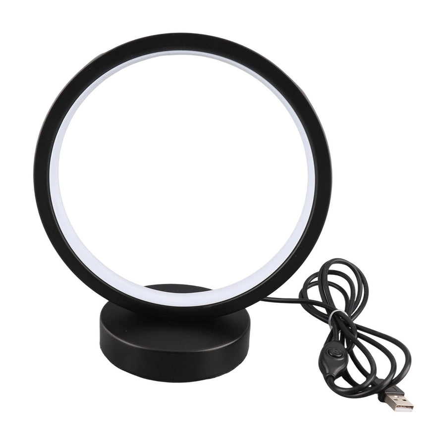 Circle Table Lamp Bedside Decorative Lamp Innovative LED Night Light Energy Saving Eye Care Sleep Light for Bedroom Remote Dimming and Timing Black