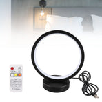 Circle Table Lamp Bedside Decorative Lamp Innovative LED Night Light Energy Saving Eye Care Sleep Light for Bedroom Remote Dimming and Timing Black