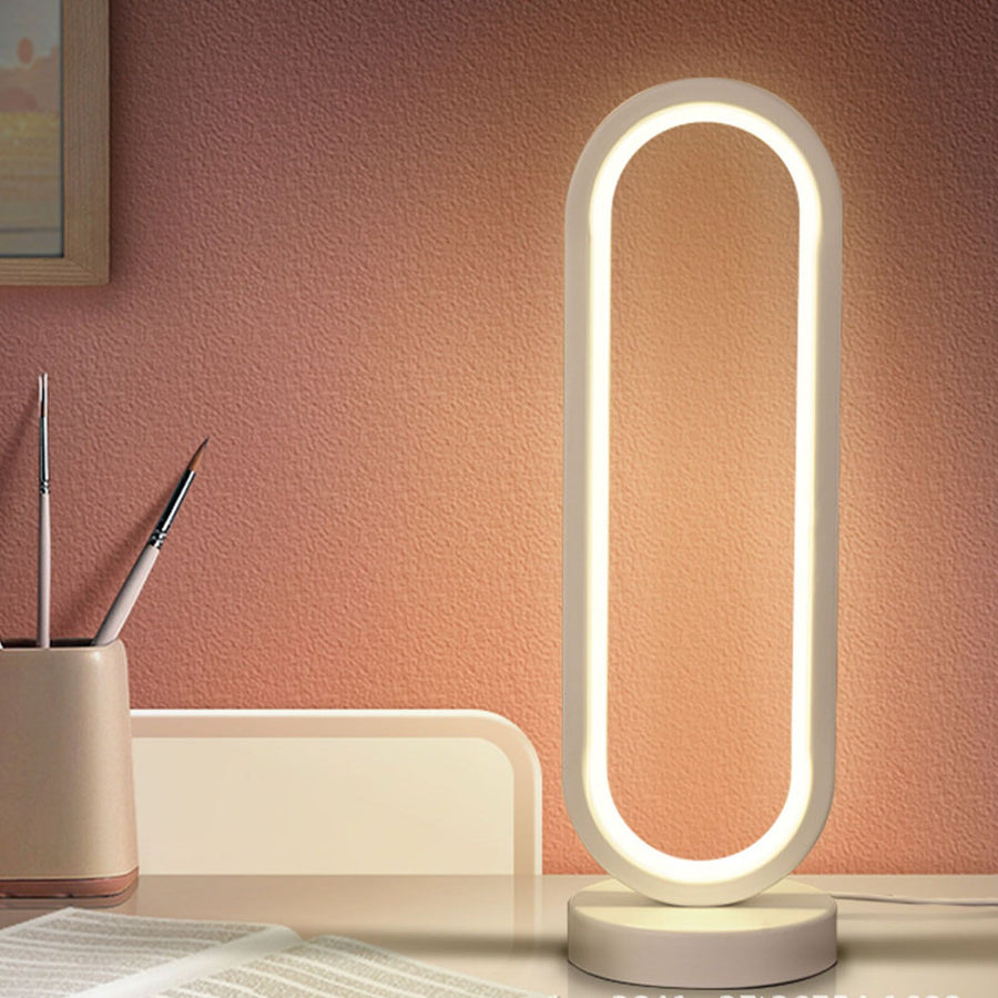 Modern Desk Lamp 3W USB Oval Dimmable Eye Care LED Bedside Night Light Table Lamp for Bedroom Office White White Light Dimmable