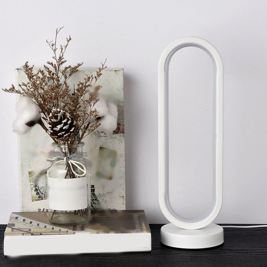 Modern Desk Lamp 3W USB Oval Dimmable Eye Care LED Bedside Night Light Table Lamp for Bedroom Office White White Light Dimmable