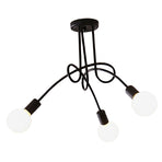 Modern Chandelier Iron Art Stylish Easy to Install Industrial Ceiling Light Fixture for Study Bedroom Living Room Kitchen 3 Heads Black