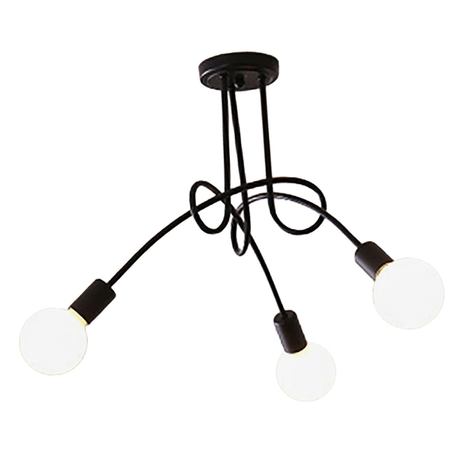 Modern Chandelier Iron Art Stylish Easy to Install Industrial Ceiling Light Fixture for Study Bedroom Living Room Kitchen 3 Heads Black