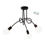 Modern Chandelier Iron Art Stylish Easy to Install Industrial Ceiling Light Fixture for Study Bedroom Living Room Kitchen 3 Heads Black