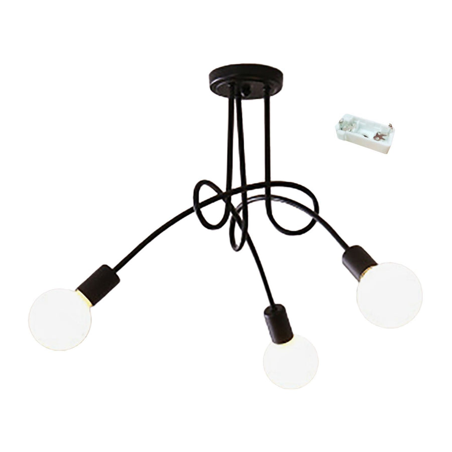 Modern Chandelier Iron Art Stylish Easy to Install Industrial Ceiling Light Fixture for Study Bedroom Living Room Kitchen 3 Heads Black