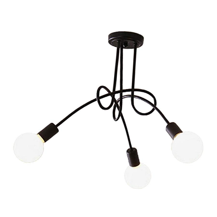 Modern Chandelier Iron Art Stylish Easy to Install Industrial Ceiling Light Fixture for Study Bedroom Living Room Kitchen 3 Heads Black