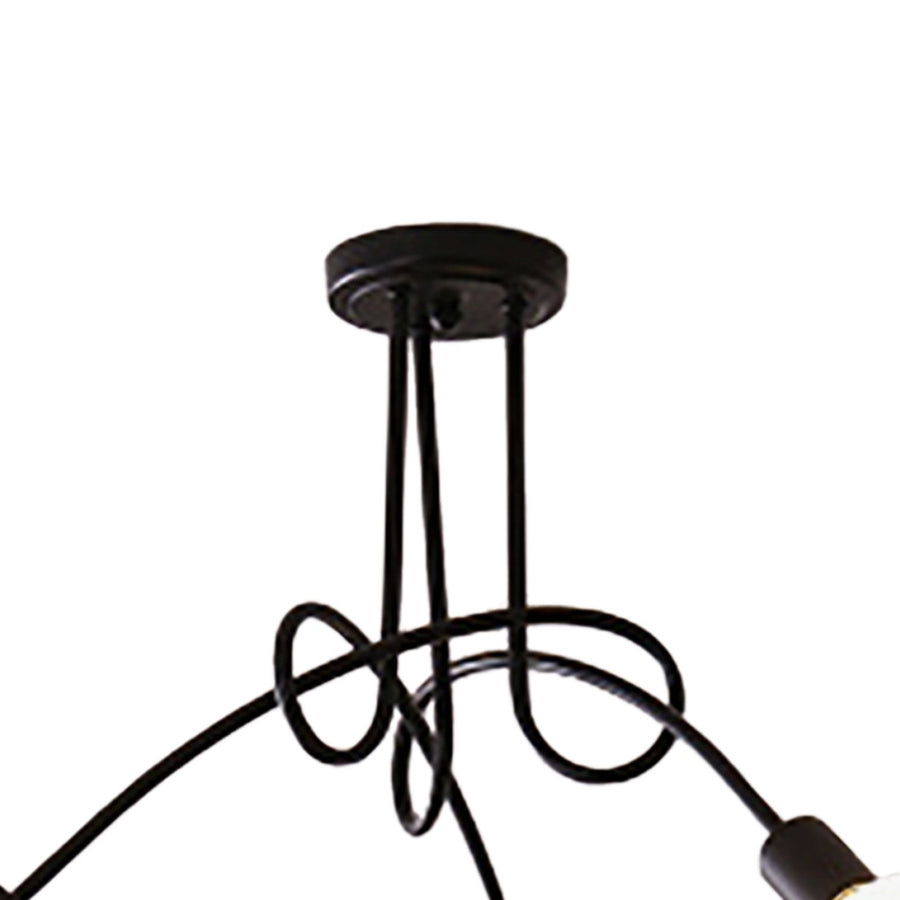 Modern Chandelier Iron Art Stylish Easy to Install Industrial Ceiling Light Fixture for Study Bedroom Living Room Kitchen 3 Heads Black