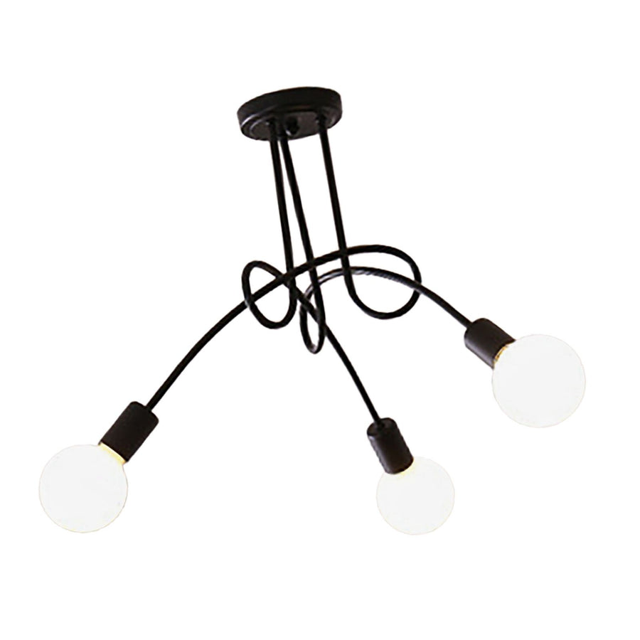 Modern Chandelier Iron Art Stylish Easy to Install Industrial Ceiling Light Fixture for Study Bedroom Living Room Kitchen 3 Heads Black
