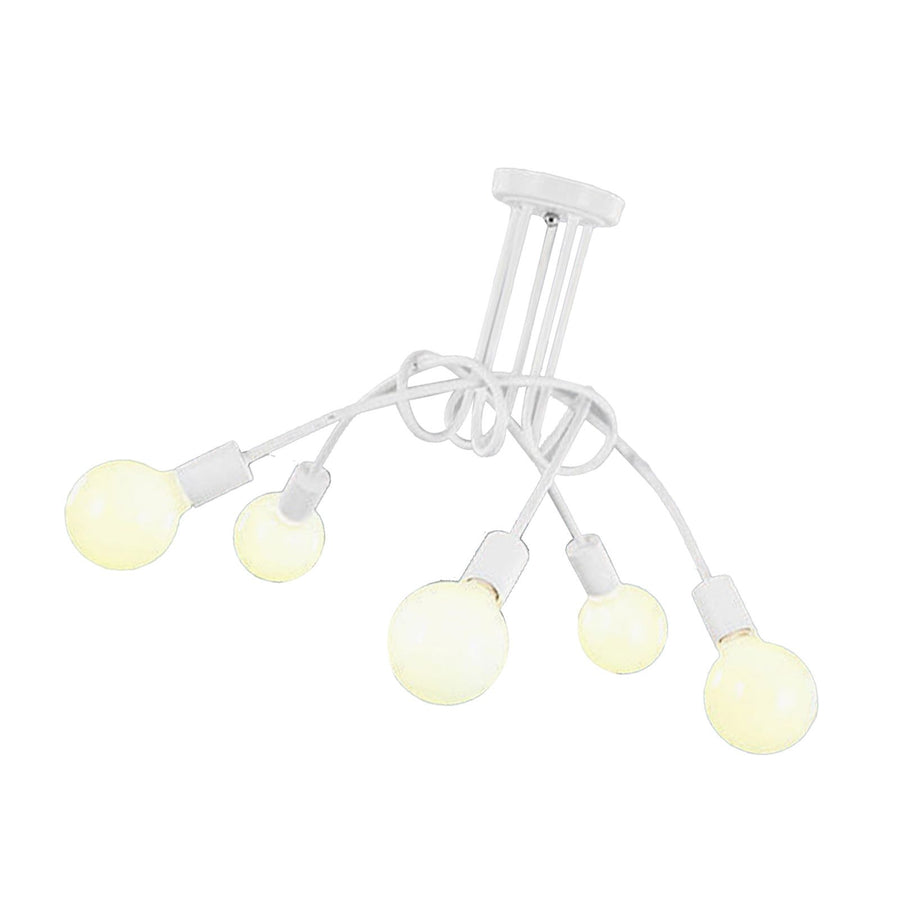 Modern Chandelier Iron Art Stylish Easy to Install Industrial Ceiling Light Fixture for Study Bedroom Living Room Kitchen 5 Heads White