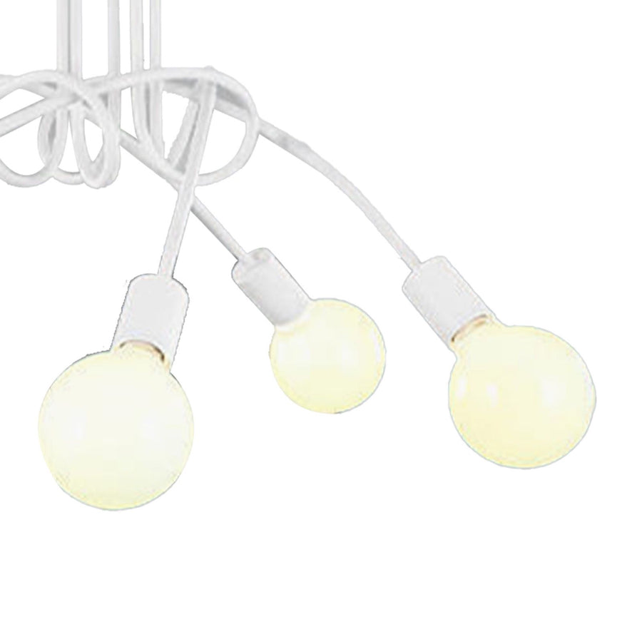 Modern Chandelier Iron Art Stylish Easy to Install Industrial Ceiling Light Fixture for Study Bedroom Living Room Kitchen 5 Heads White