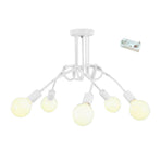 Modern Chandelier Iron Art Stylish Easy to Install Industrial Ceiling Light Fixture for Study Bedroom Living Room Kitchen 5 Heads White