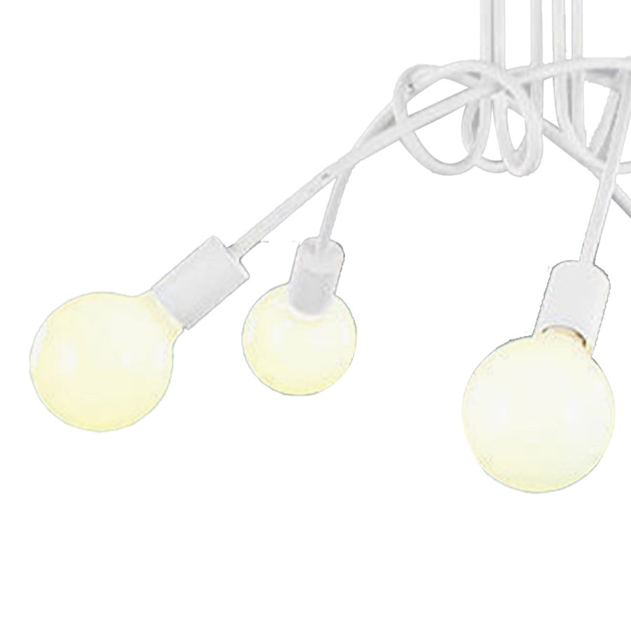 Modern Chandelier Iron Art Stylish Easy to Install Industrial Ceiling Light Fixture for Study Bedroom Living Room Kitchen 5 Heads White