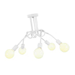Modern Chandelier Iron Art Stylish Easy to Install Industrial Ceiling Light Fixture for Study Bedroom Living Room Kitchen 5 Heads White