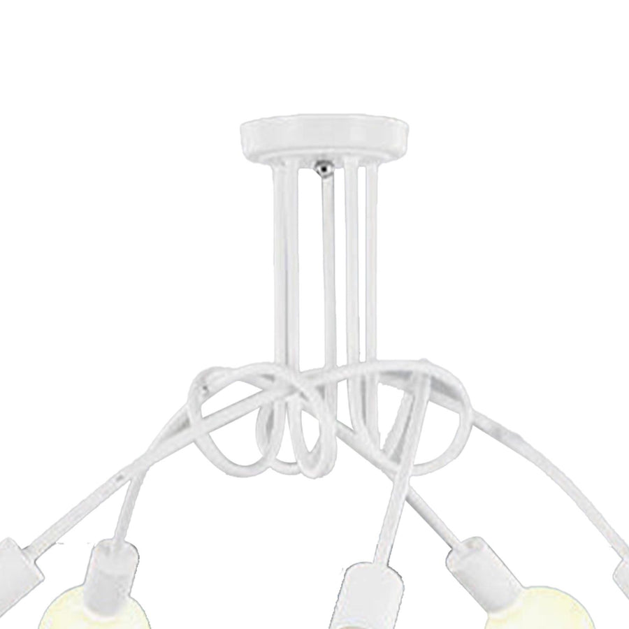 Modern Chandelier Iron Art Stylish Easy to Install Industrial Ceiling Light Fixture for Study Bedroom Living Room Kitchen 5 Heads White