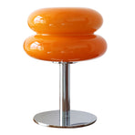 Glass Macaron Table Lamp Kids Bedside Lamp USB Three Color Dimmable Table Lamps for Bedroom Orange