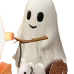 Ghost Campfire Night Light LED Small Cute 3D Spooky Flickering Fire Nightlight for Indoor Nightstand Decor