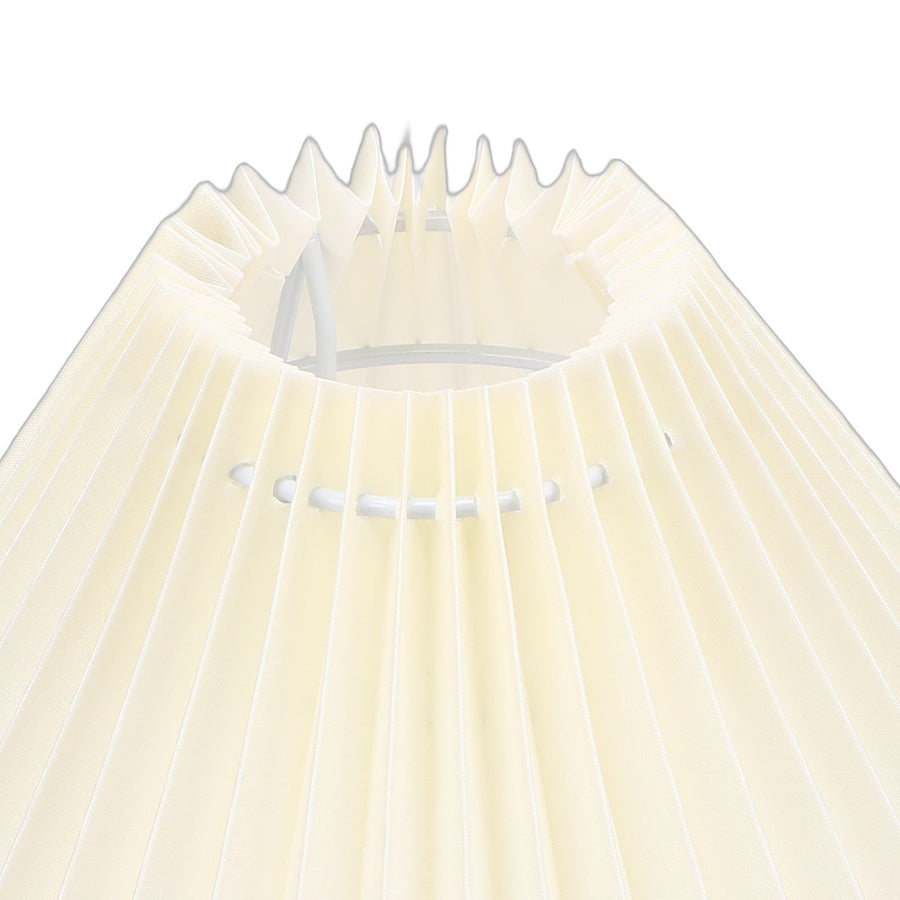 Pleated Table Lamp Soft Yellow Light Linen Lampshade Rattan Base Bedside Lamp for Bedroom Beige