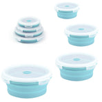 Collapsible Food Storage Container with Lid Silicone Bento Lunch Boxes 4 Pack Outdoor Picnic Box