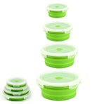 Collapsible Food Storage Container with Lid Silicone Bento Lunch Boxes 4 Pack Outdoor Picnic Box