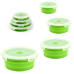 Collapsible Food Storage Container with Lid Silicone Bento Lunch Boxes 4 Pack Outdoor Picnic Box