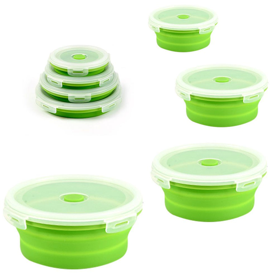 Collapsible Food Storage Container with Lid Silicone Bento Lunch Boxes 4 Pack Outdoor Picnic Box