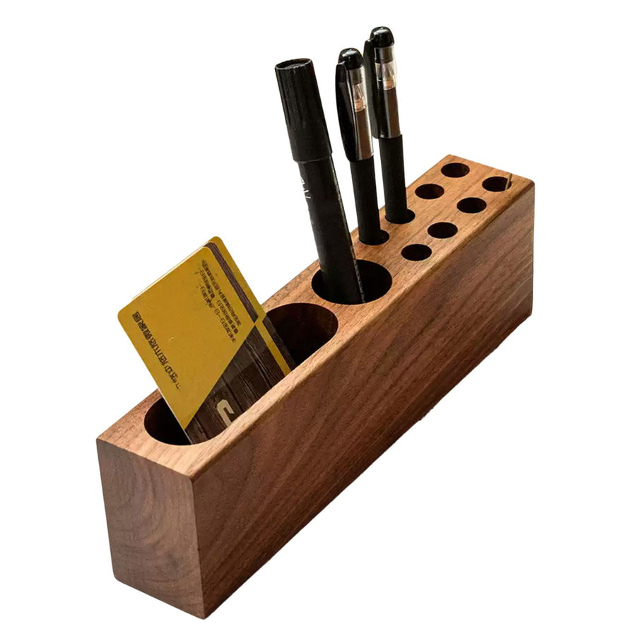 Pen Holder for Desk Acacia Wooden Pencil Stand Solid Wood Business Card Holder Fountain Pen Organizer Aesthetic Office Stationery Desk Decor and Storage Stand