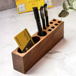 Pen Holder for Desk Acacia Wooden Pencil Stand Solid Wood Business Card Holder Fountain Pen Organizer Aesthetic Office Stationery Desk Decor and Storage Stand