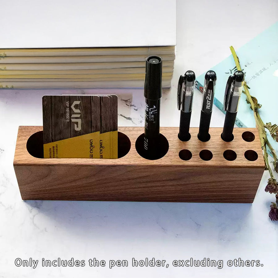 Pen Holder for Desk Acacia Wooden Pencil Stand Solid Wood Business Card Holder Fountain Pen Organizer Aesthetic Office Stationery Desk Decor and Storage Stand