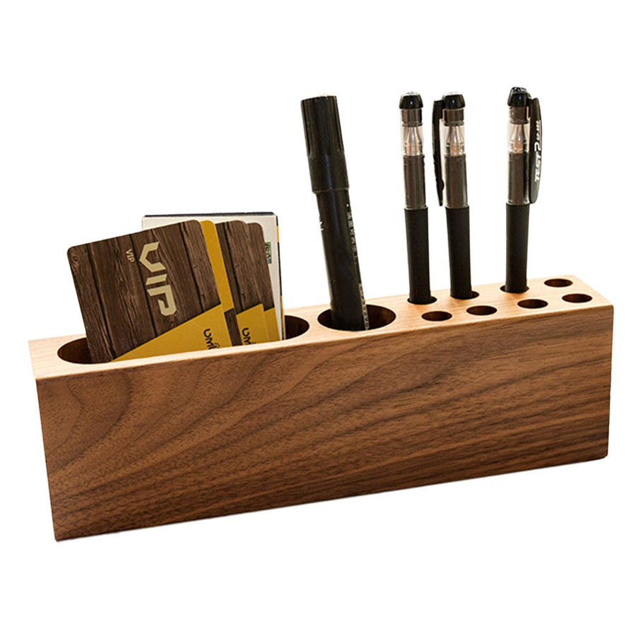 Pen Holder for Desk Acacia Wooden Pencil Stand Solid Wood Business Card Holder Fountain Pen Organizer Aesthetic Office Stationery Desk Decor and Storage Stand