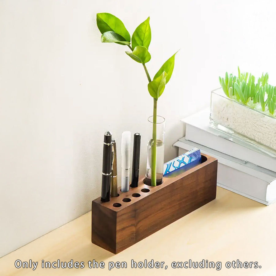 Pen Holder for Desk Acacia Wooden Pencil Stand Solid Wood Business Card Holder Fountain Pen Organizer Aesthetic Office Stationery Desk Decor and Storage Stand