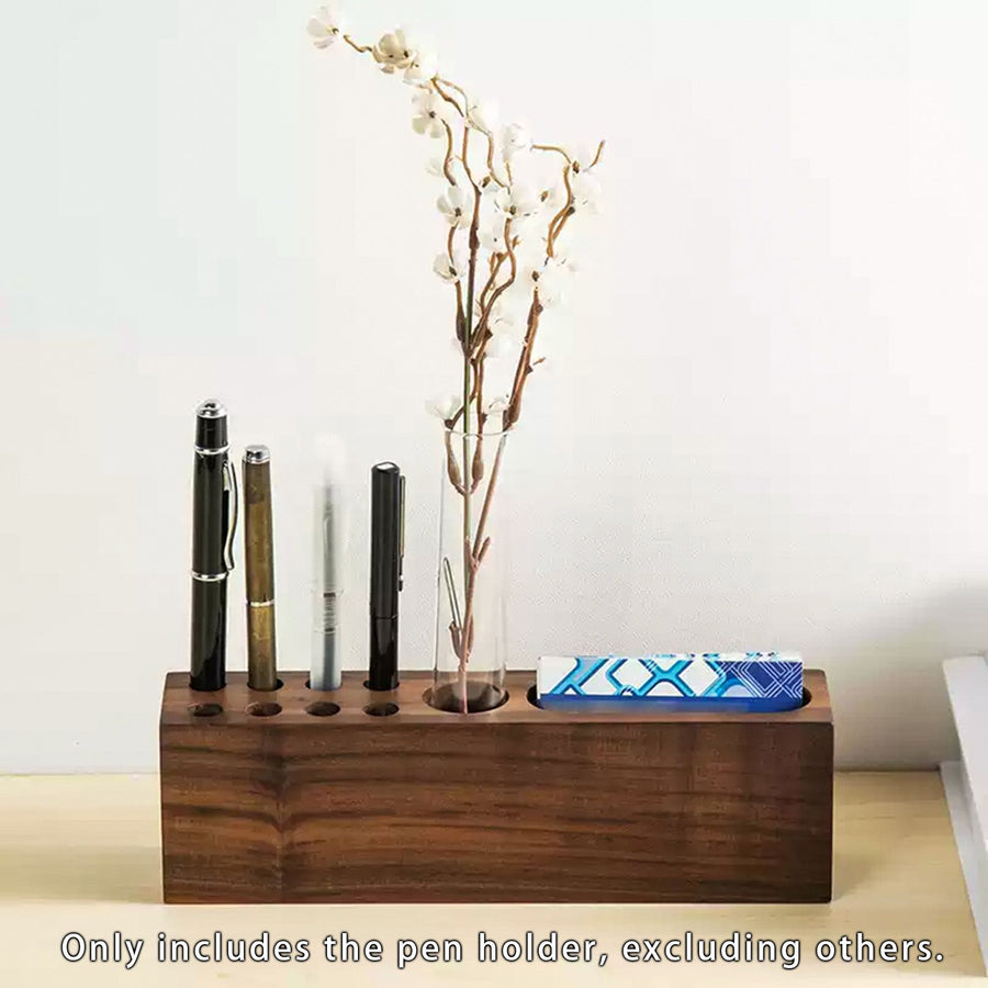 Pen Holder for Desk Acacia Wooden Pencil Stand Solid Wood Business Card Holder Fountain Pen Organizer Aesthetic Office Stationery Desk Decor and Storage Stand