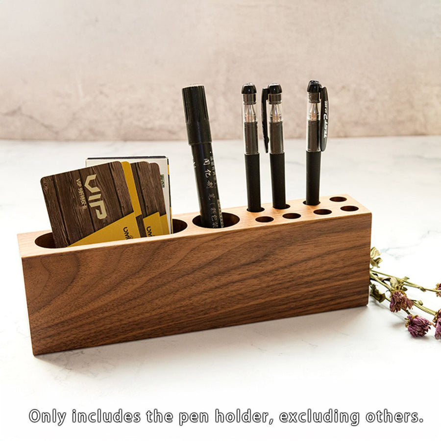 Pen Holder for Desk Acacia Wooden Pencil Stand Solid Wood Business Card Holder Fountain Pen Organizer Aesthetic Office Stationery Desk Decor and Storage Stand