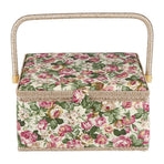 Fabric Floral Printed Sewing Basket Craft Box Household Sundry Storage Organizer with Handle