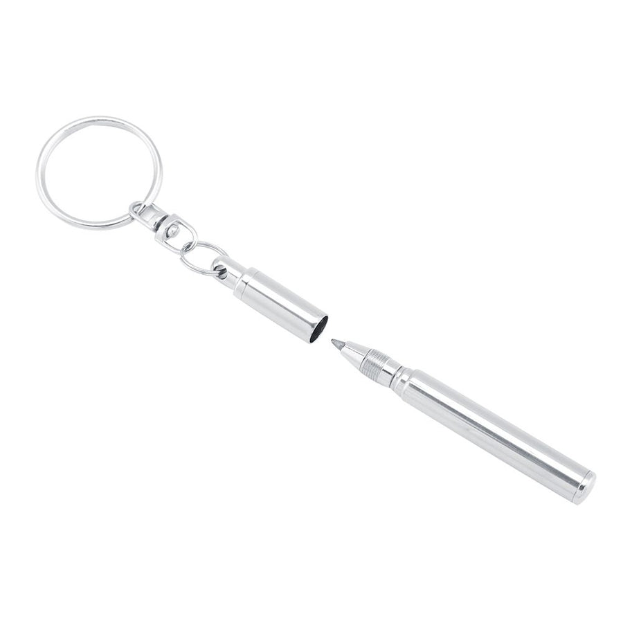 2 in 1 Multifunctional Portable Stainless Steel Telescoping Extendable Key Ring Pen
