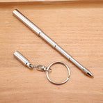 2 in 1 Multifunctional Portable Stainless Steel Telescoping Extendable Key Ring Pen