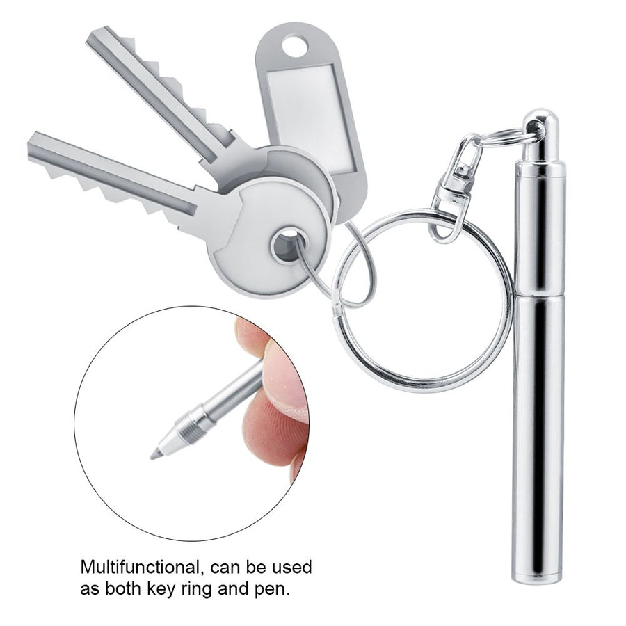 2 in 1 Multifunctional Portable Stainless Steel Telescoping Extendable Key Ring Pen