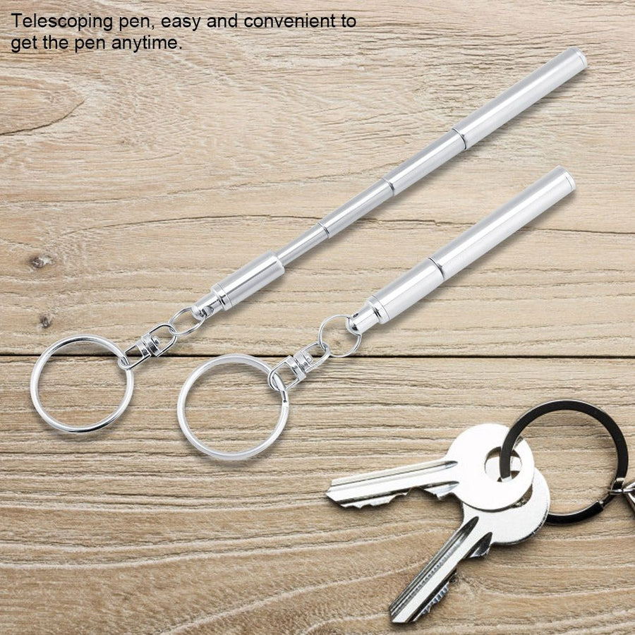 2 in 1 Multifunctional Portable Stainless Steel Telescoping Extendable Key Ring Pen