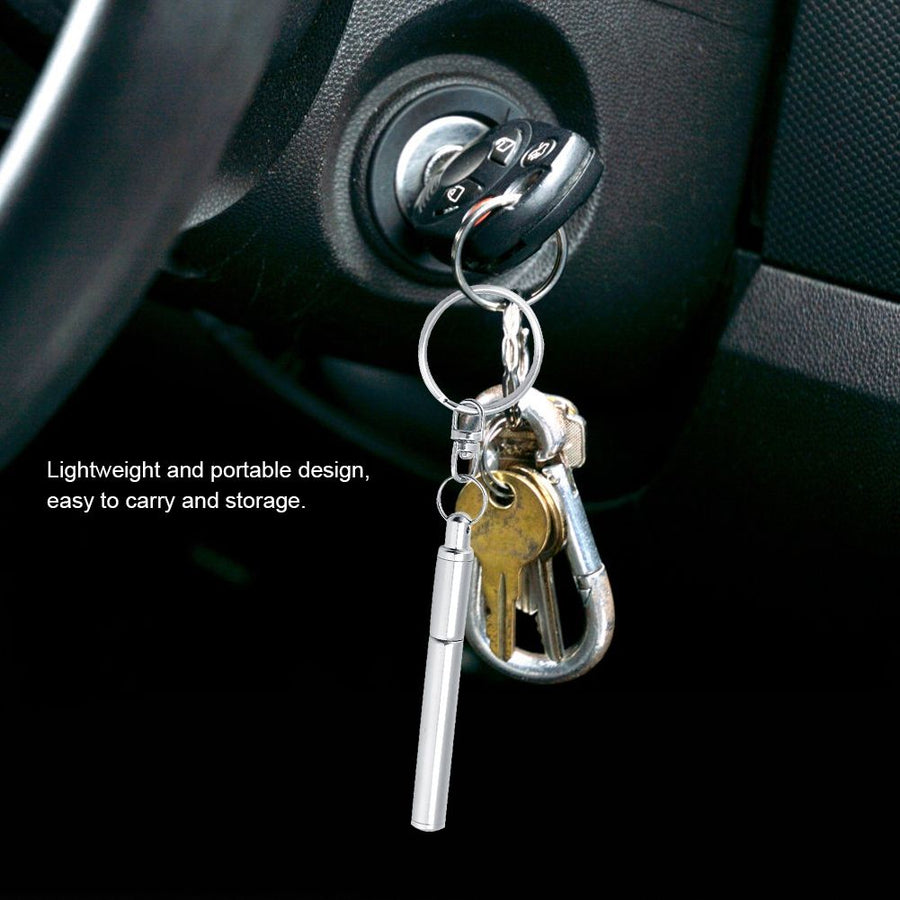 2 in 1 Multifunctional Portable Stainless Steel Telescoping Extendable Key Ring Pen