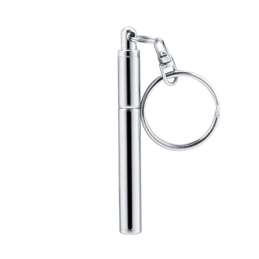 2 in 1 Multifunctional Portable Stainless Steel Telescoping Extendable Key Ring Pen