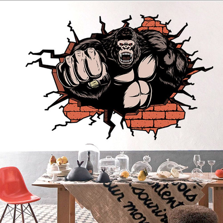 3D Stereo Chimp Wall Floor Stickers for Home Bedroom Backdrop Business Decoration