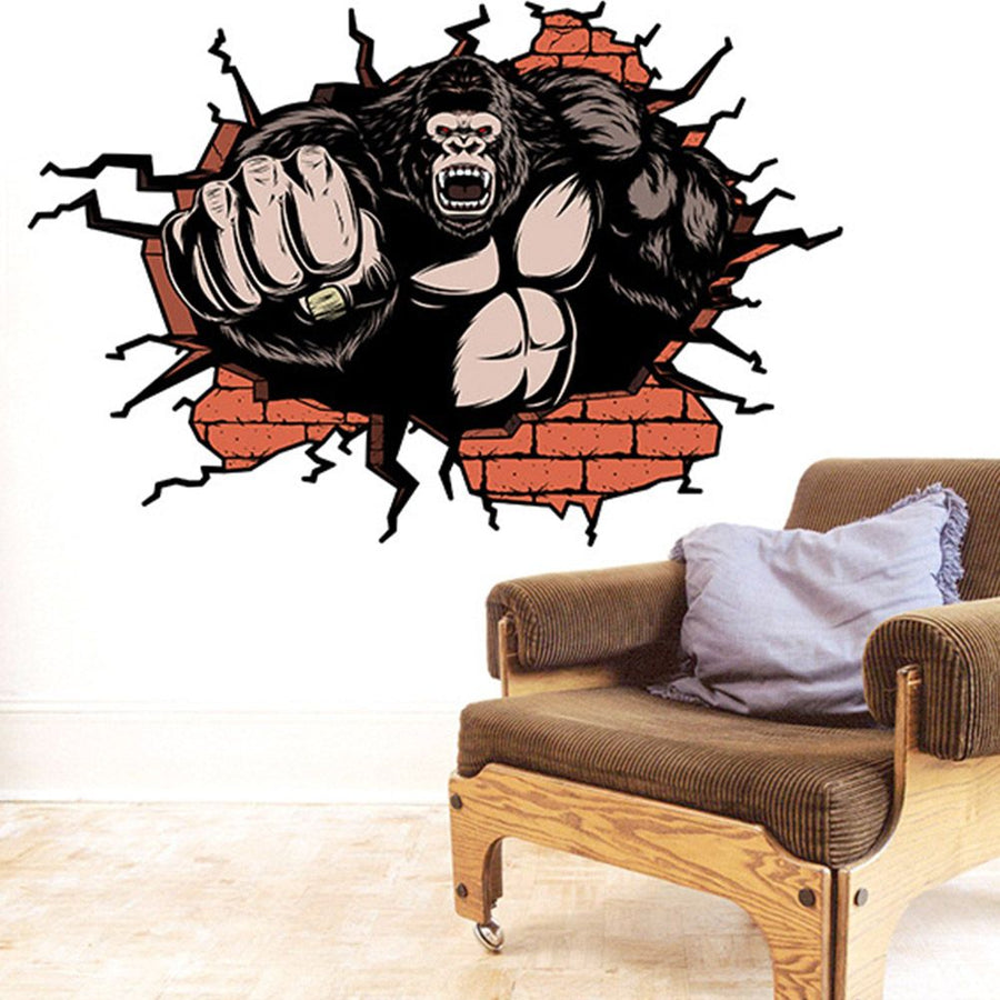 3D Stereo Chimp Wall Floor Stickers for Home Bedroom Backdrop Business Decoration
